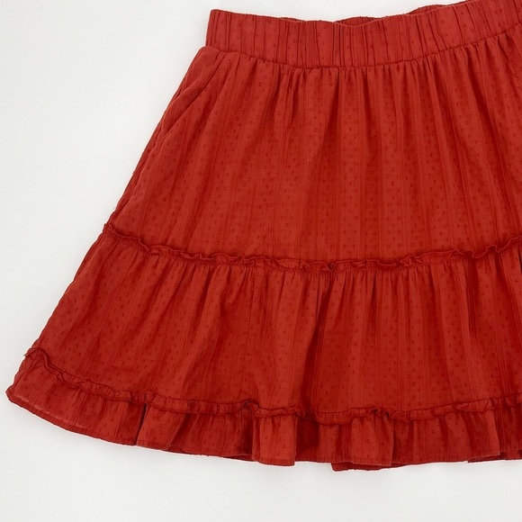 Torrid Orange Cotton Clip Dot Ruffled Tiered Mini Skater Skirt w/Pockets 1X - Picture 4 of 10